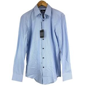 Boss Hugo Boss NWT Slim Fit Blue White Gingham Cotton Dress Shirt Size 15.5 / 39